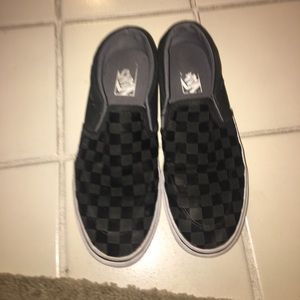 Checkered vans slip on